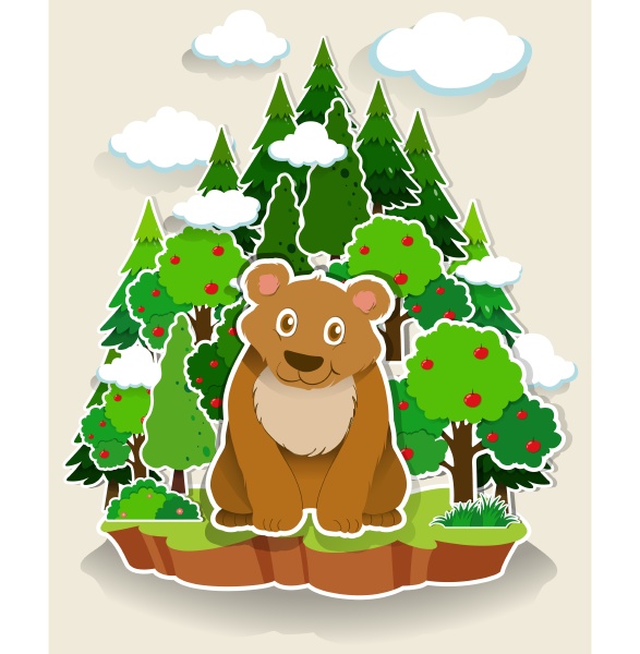 brown bear sitting in the forest
