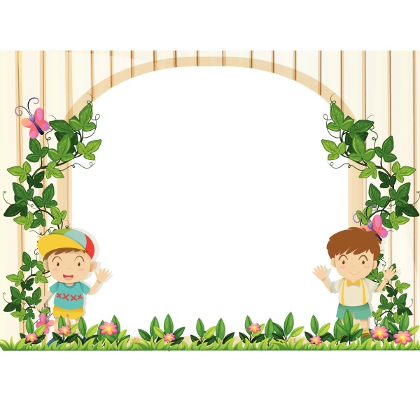 border design with boys in the