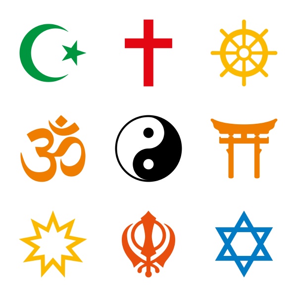 world religions nine colored symbols