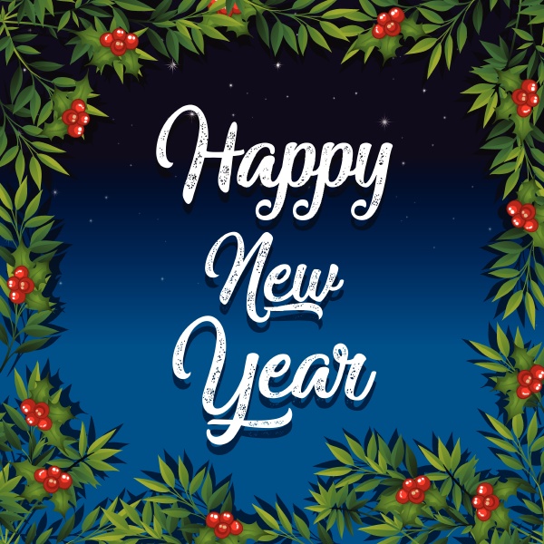 happy new year mistletoe card