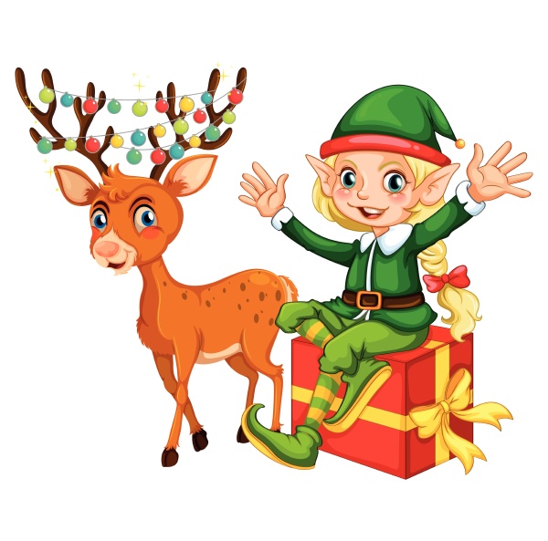 christmas theme with elf and reindeer