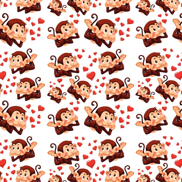 cute monkey on seamless pattern