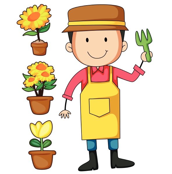 gardener and flower pot