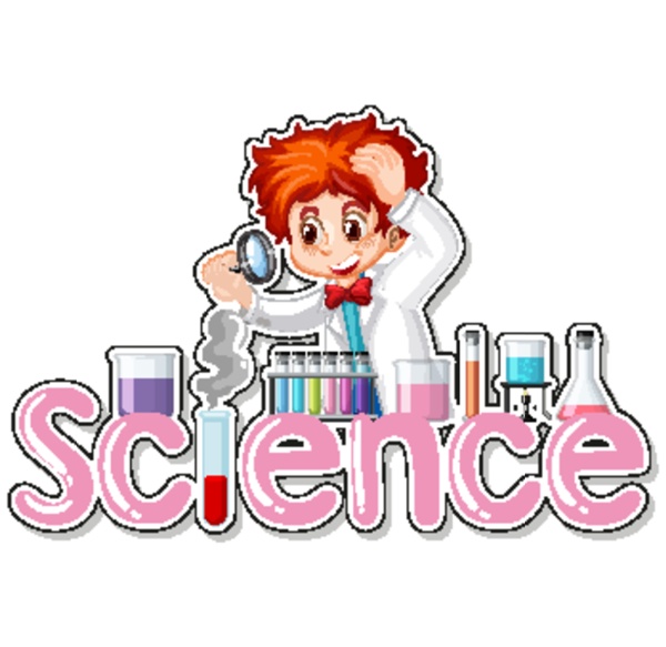 sticker design with scientist doing experiment