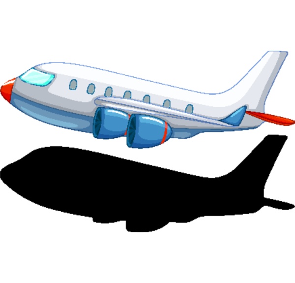 airplane cartoon style with its silhouette