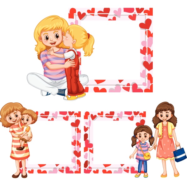 heart frame templates with mother and