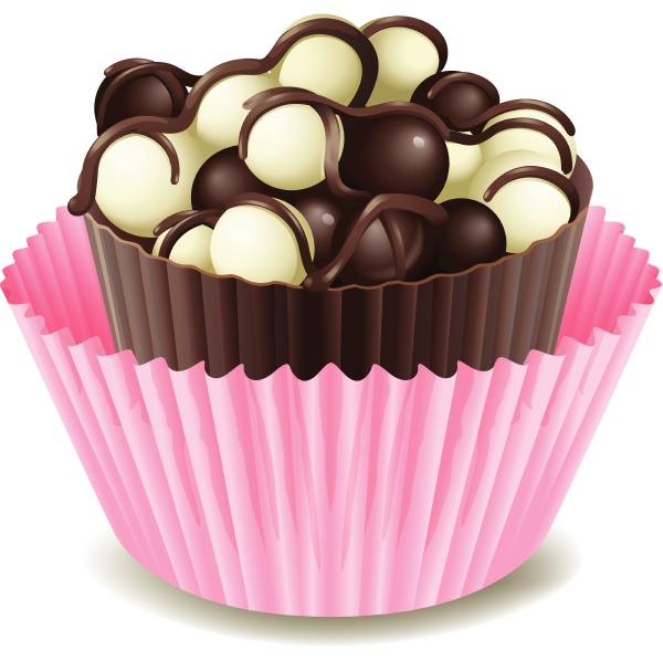 chocolates in a pink cup