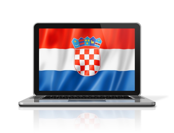 croatian flag on laptop screen isolated