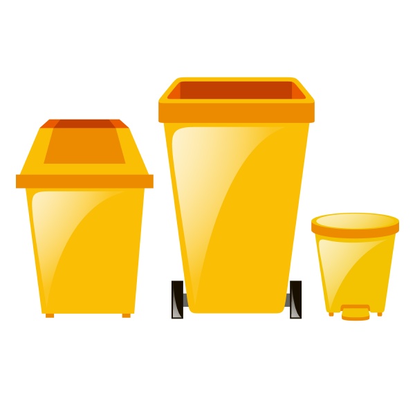 three different sizes of trashcan