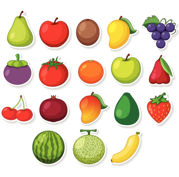 a set of sticker fruit
