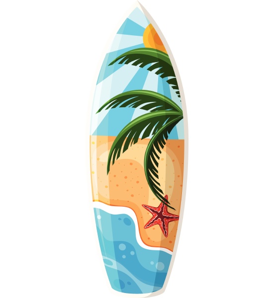 a beautiful surfboard in white background