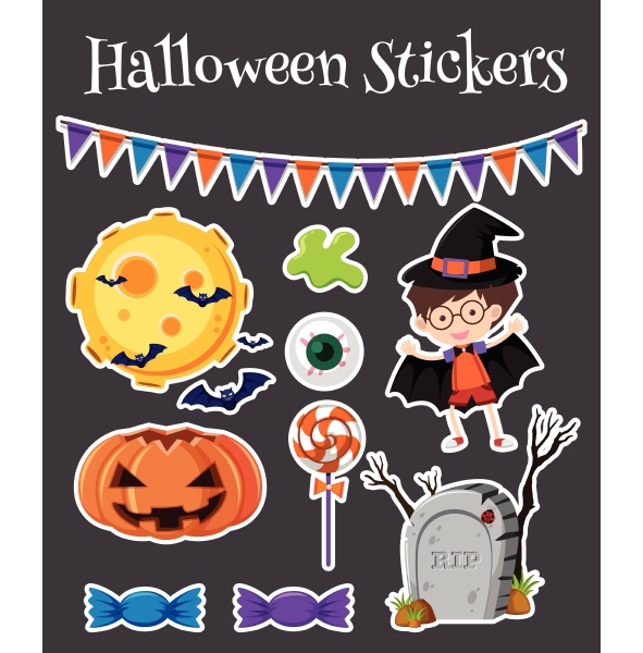 halloween stickers set with jack o