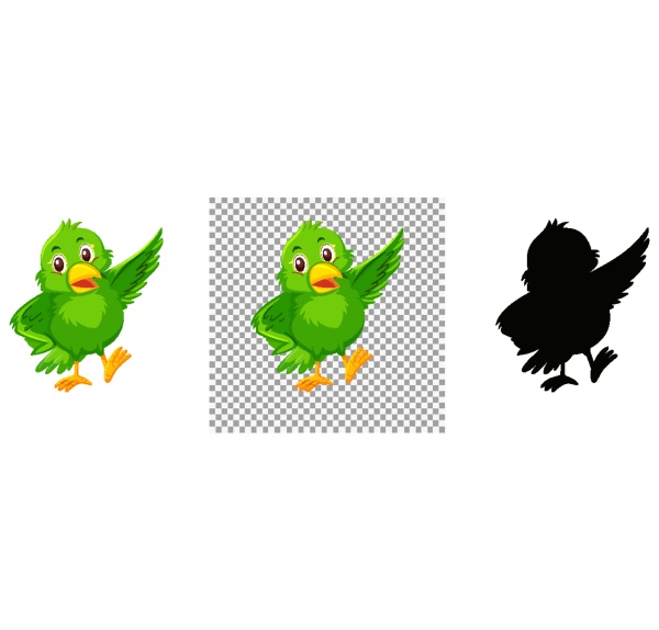 cute green bird cartoon character