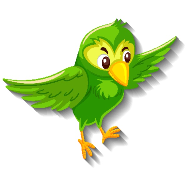 cute green bird cartoon character