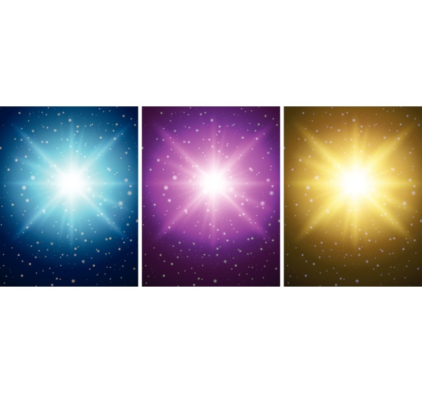 three backgrounds with bright lights