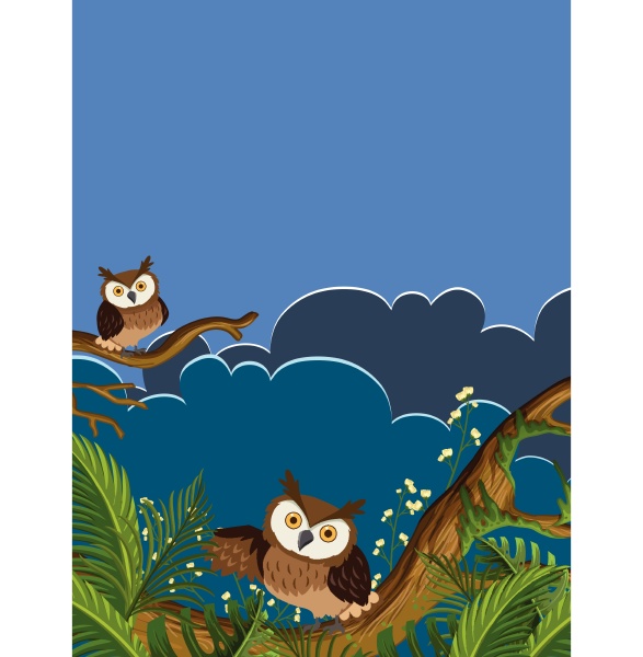 owls on tree branches