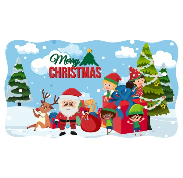 merry christmas font with santa claus