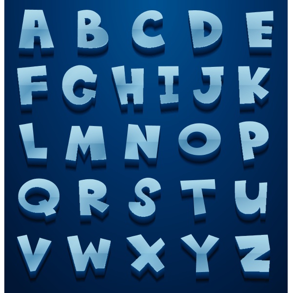 blue english alphabets on blue background