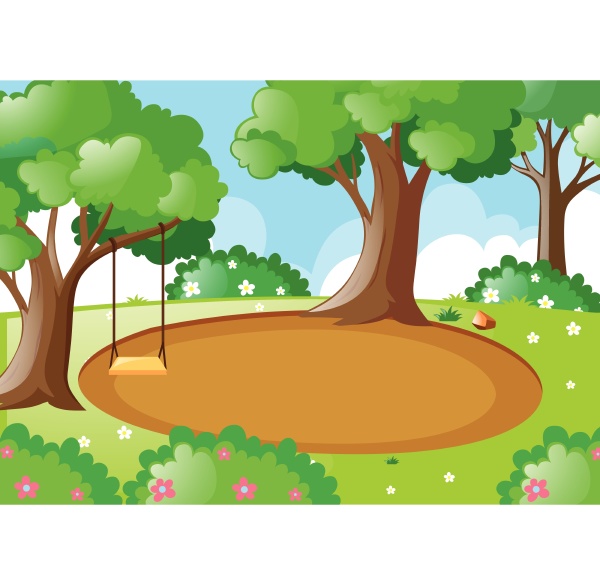 park scene with swing on the