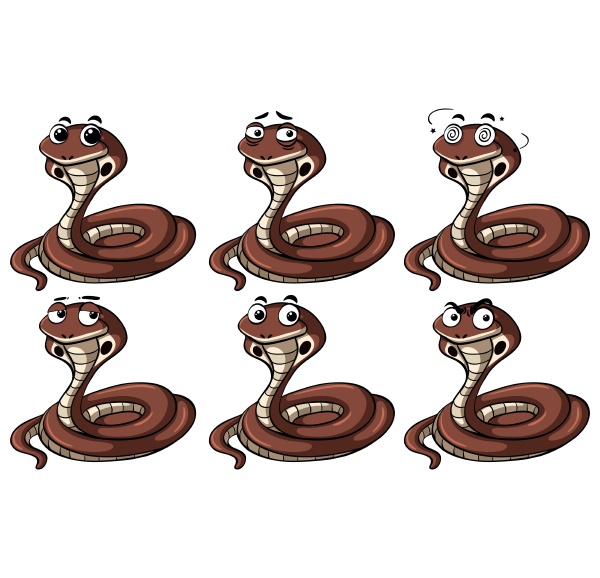 cobra snakes with different emotions