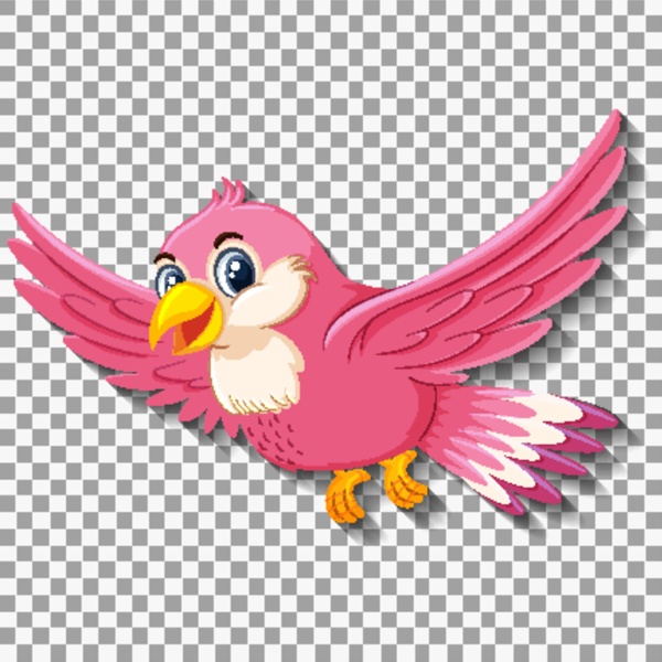 cute pink bird cartoon character