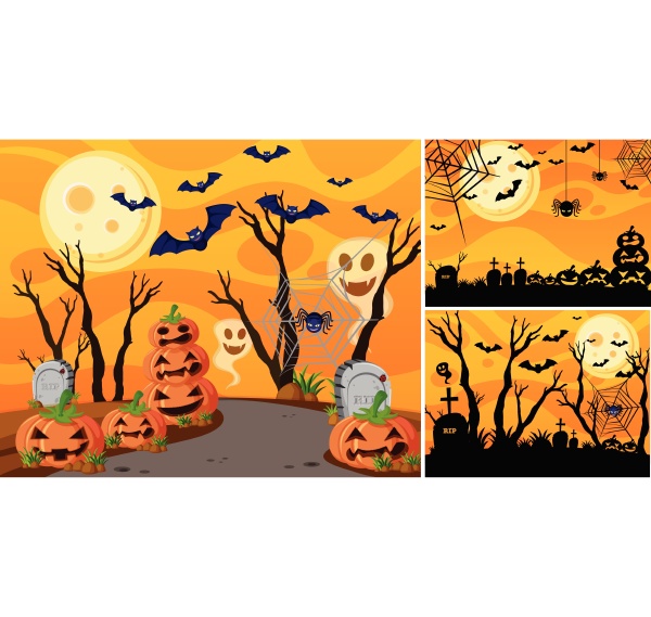 three background with halloween night and