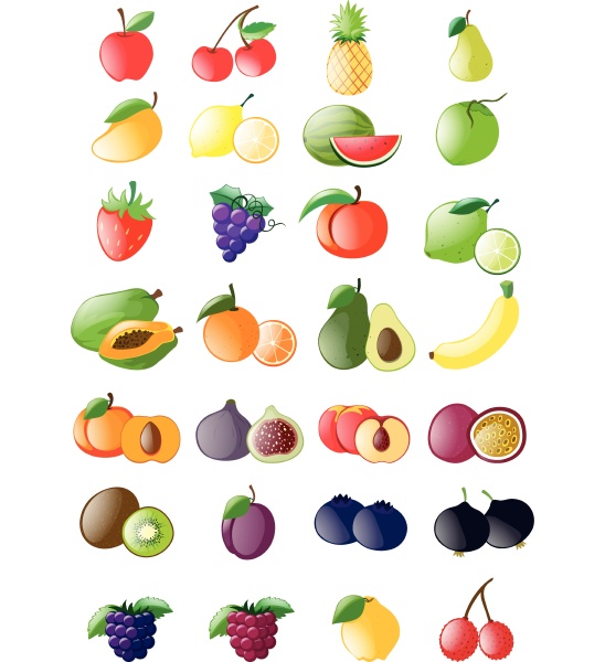 different kinds of fresh fruits