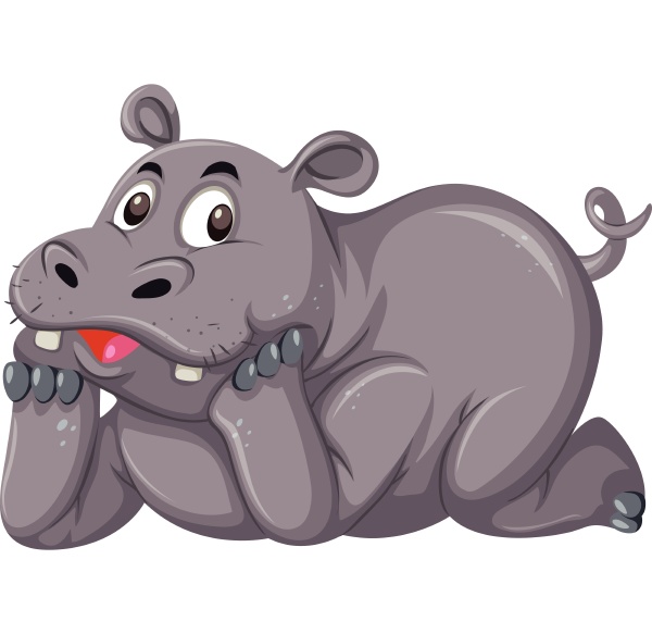 cute hippo on white background