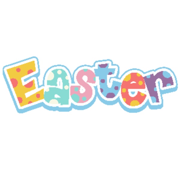 happy easter font design with colorful