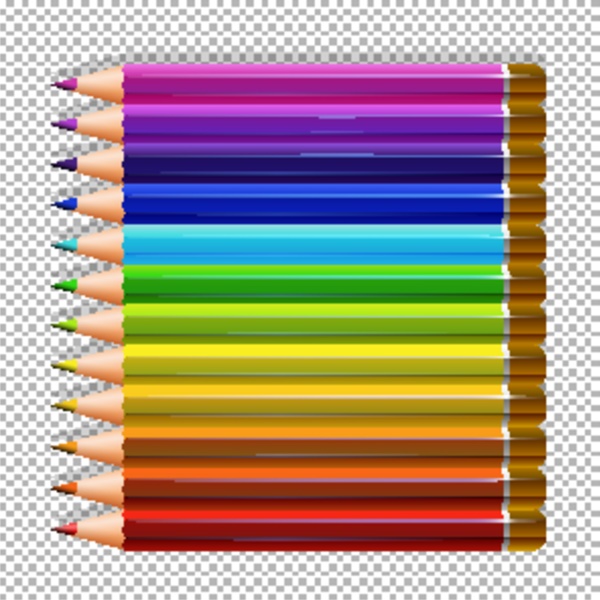 color pencils in seven colors on
