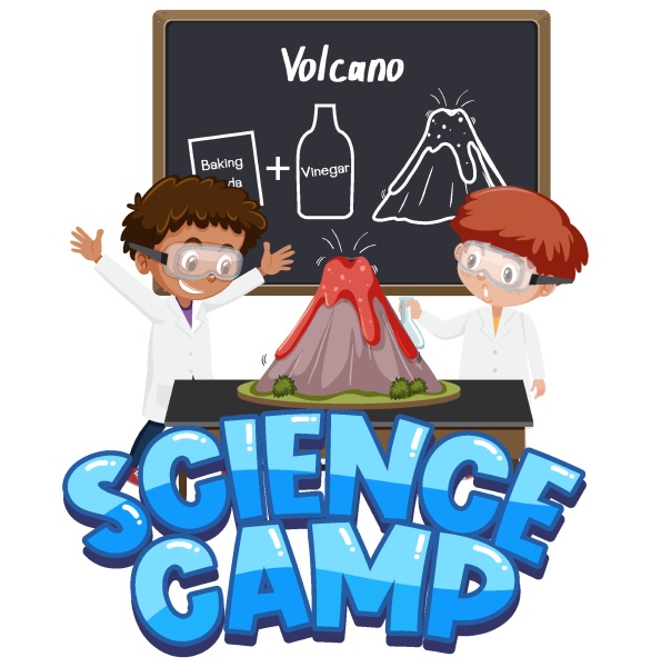 science camp logo and children with