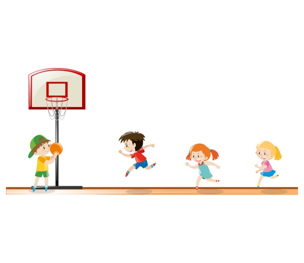 kids playing basketball at the court