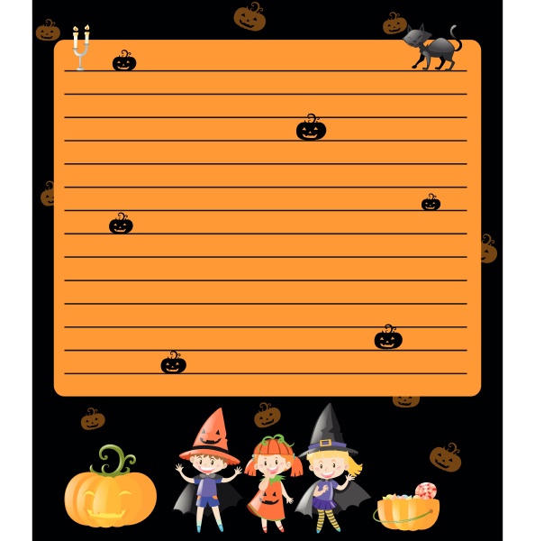 line paper template with kids in