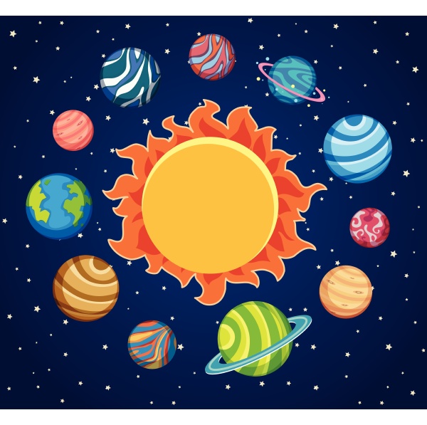 solar system background with planets around