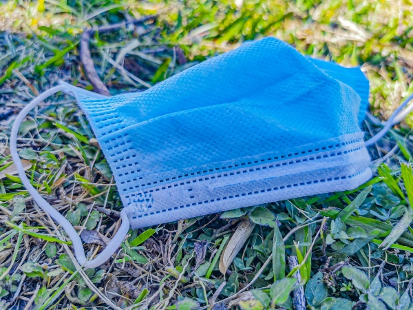 surgical blue masks in nature