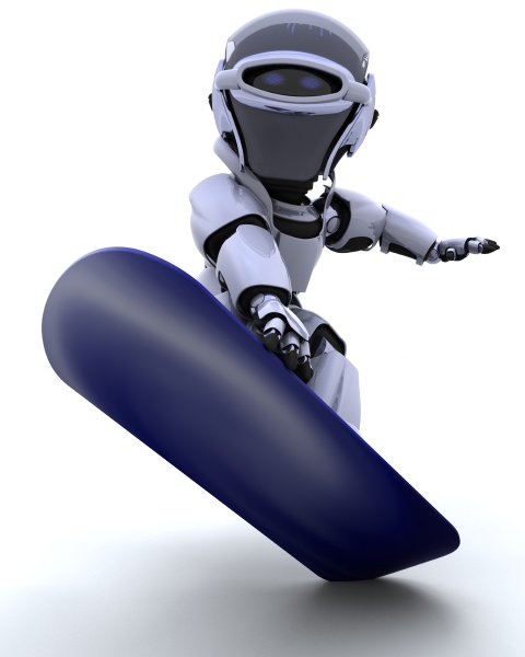 robot with snowboard