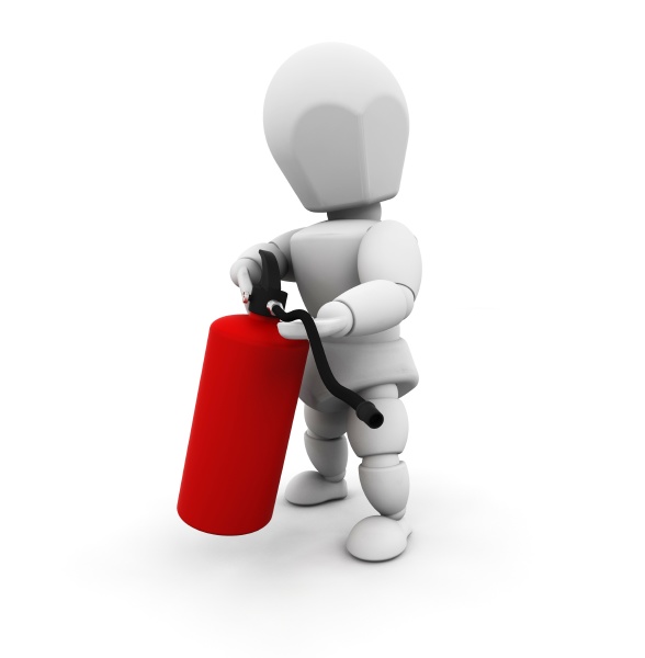 person holding fire extinguisher