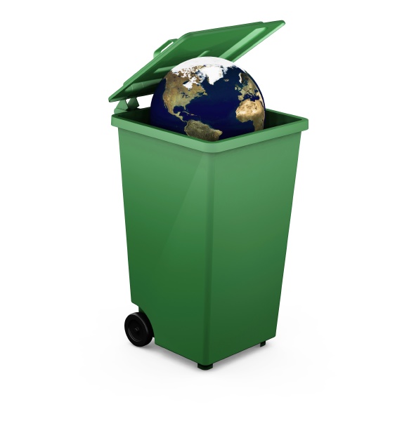 globe in a bin