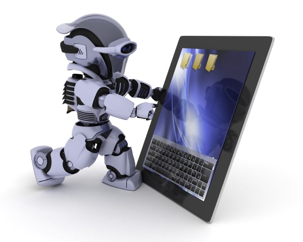 robot with a digital tablet