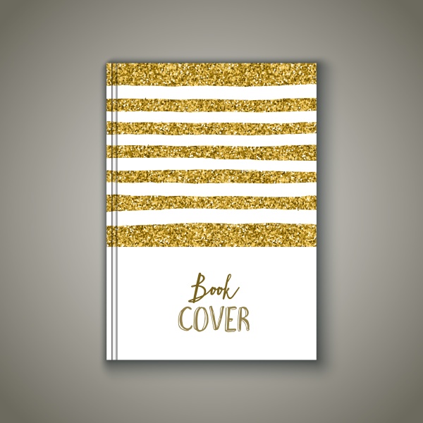 book cover with gold glittery design