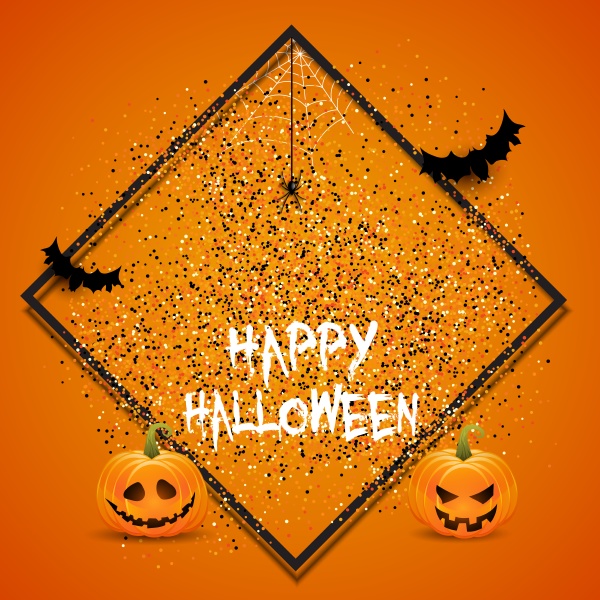 halloween background with confetti and pumpkins