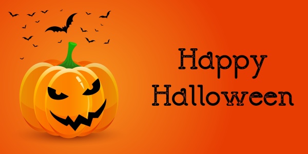 halloween banner with pumpkin and bats