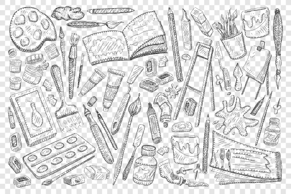 tools for painting and drawing doodle