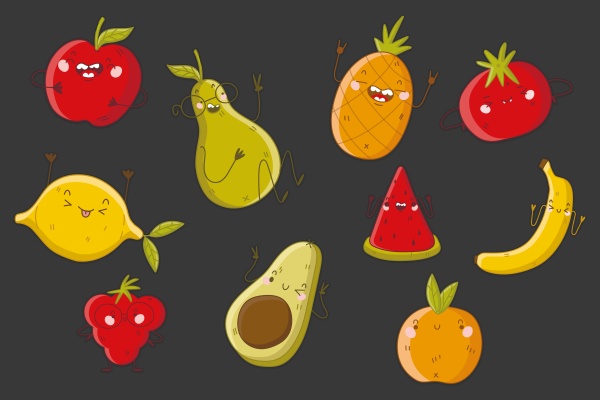 fruits doodle set