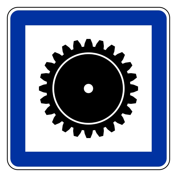 gear and road sign