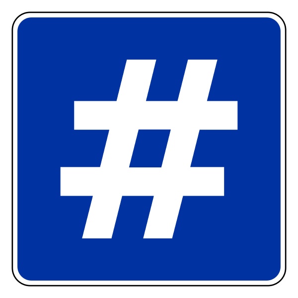 hashtag and road sign