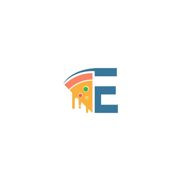 letter e with pizza icon logo