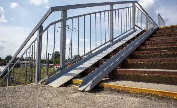 the staircase of the pedestrian crossing