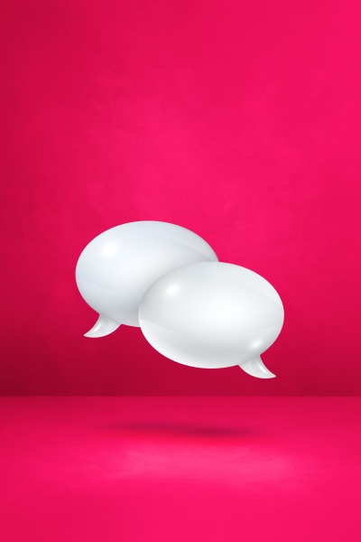 white speech bubbles on pink vertical