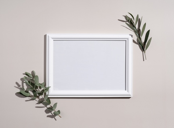 picture frame mockup with white wooden